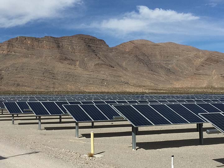 A PV power plant with several rows of modules